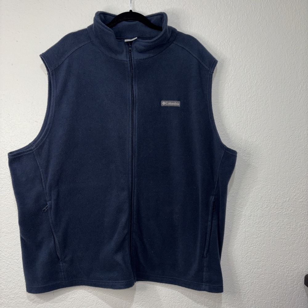 Columbia Mens Navy Blue Sleeveless Pockets Casual Full-Zip Vest Size 4XT‎